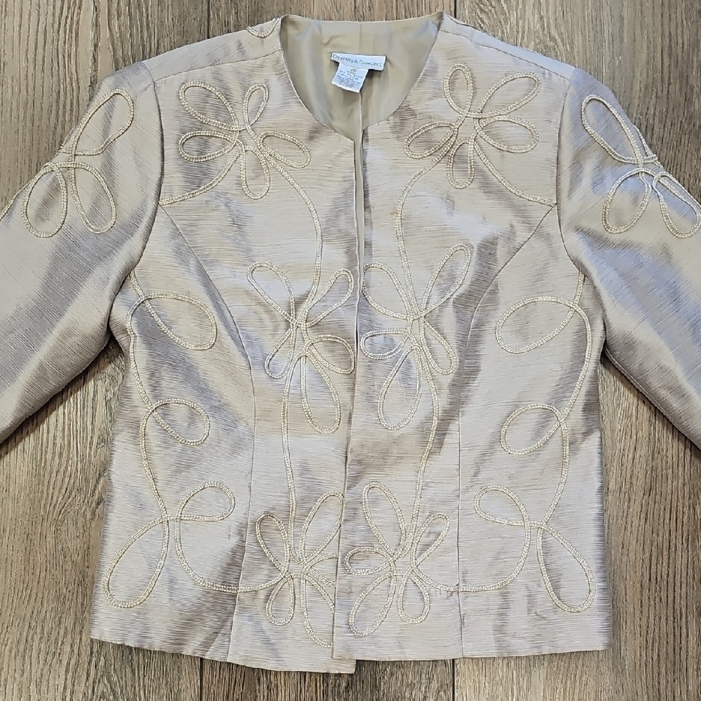 Elegant, Jacket, Floral, Embroidery, Wedding, Bridal, Casual, Office, Church